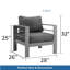 Ensemble de conversation de patio 5 pièces en aluminium 5 pièces, canapé d'extérieur 7 places avec coussins épais gris foncé et structure grise et table basse