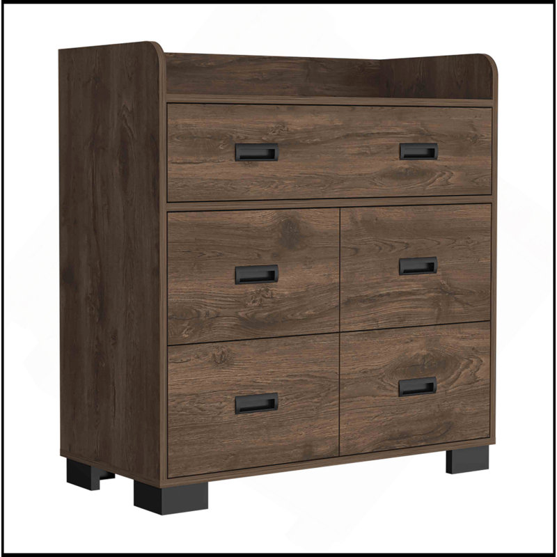 Commode, quatre pieds, quatre tiroirs, un double tiroir, plateau supérieur, Brun