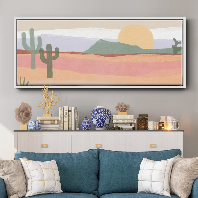 Cactus Plateau I- Framed Canvas, H 20 po x l 50 po