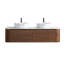Meuble-lavabo double lavabo incurvé avec porte-serviettes assorti-1204885985