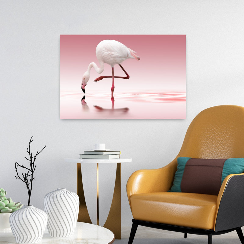 Flamant rose, réflexion, délicat, oiseau moderne, flamant, faune, art mural, H 16 po x l 24 po