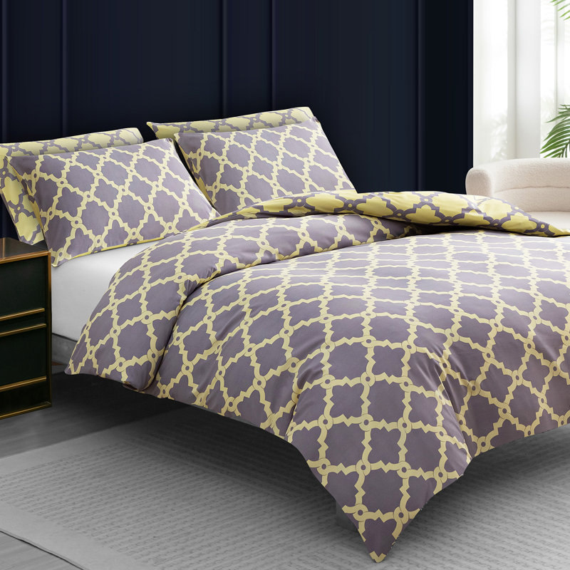 Premium Duvet Cover Set Double Brushed Microfiber Reversible With Zipper Closure & Corner Ties