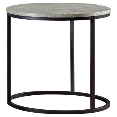 Table de bout, l 23 po x P 23 po x H 21,75 po, métal, bois, 1 pièce, table de bout, gris