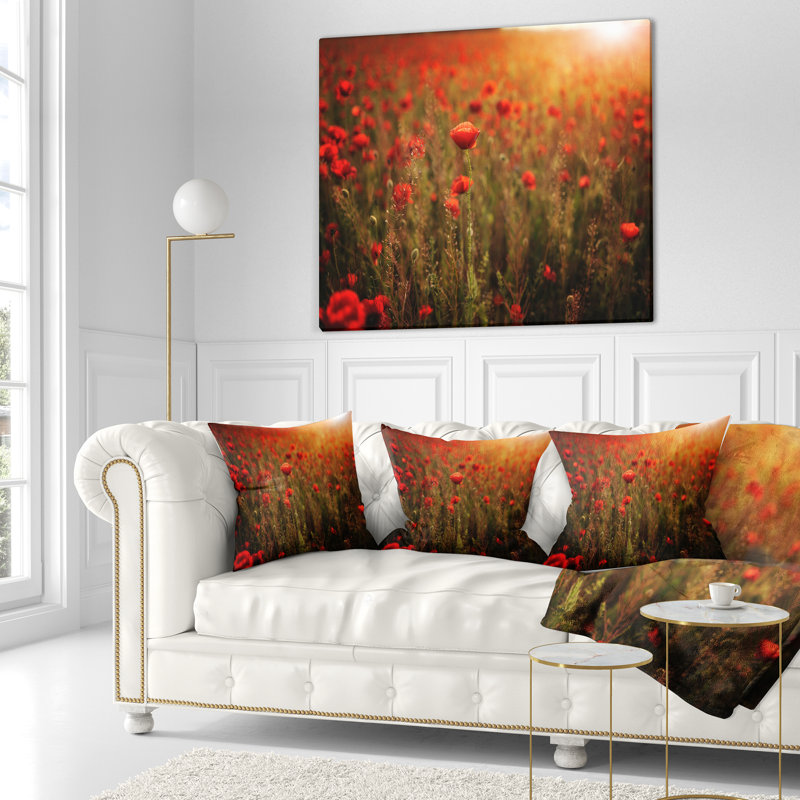 Coussin décoratif à motif floral dense, 16 po x 1 po, Coussin décoratif