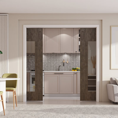 Pocket Door Frame Kit Pocket Door Kit for 48-72 in Wide 80 in High Soft Close