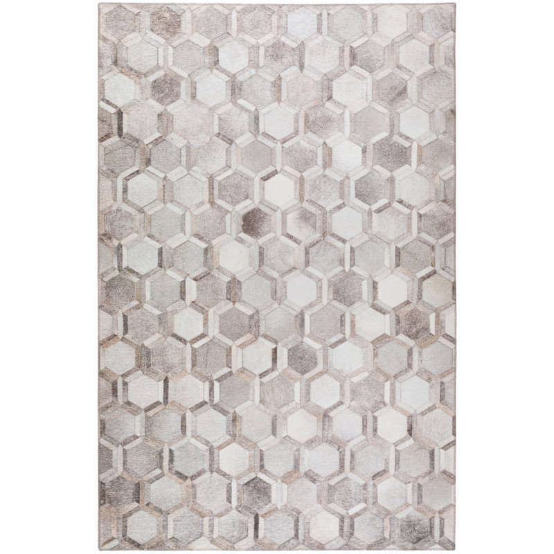 Tapis gris en similicuir mosaïque 3 po x 5 po, Rectangle 5 pi x 7 pi 6 po