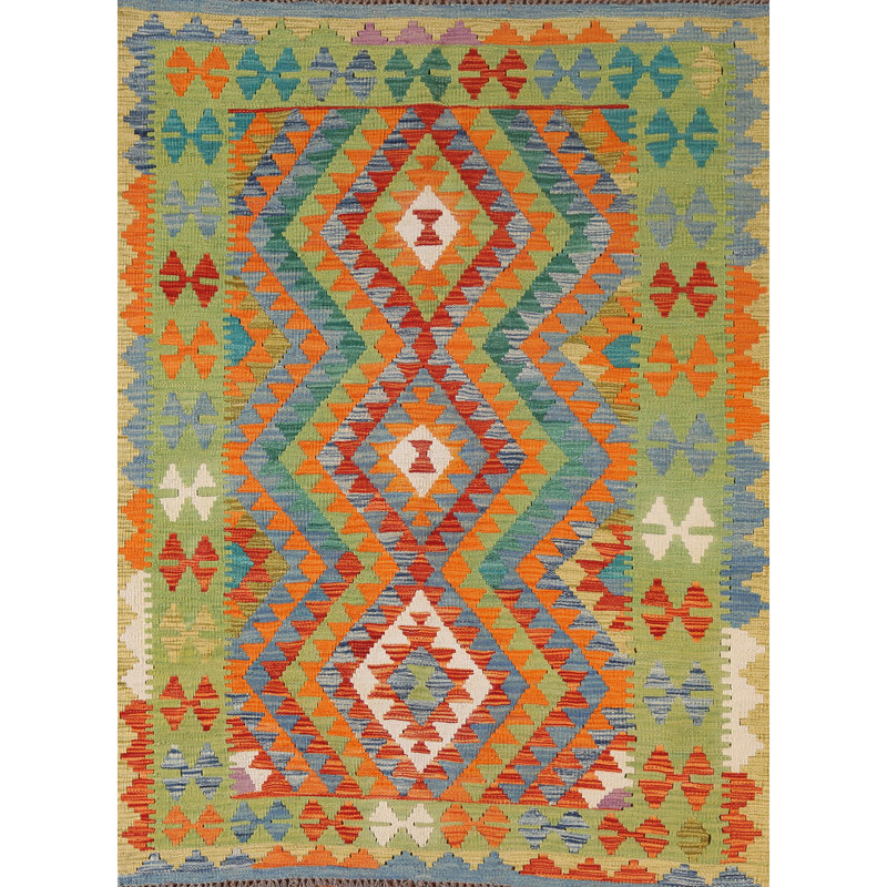 Reversible Wool Kilim Oriental Accent Rug 4x6