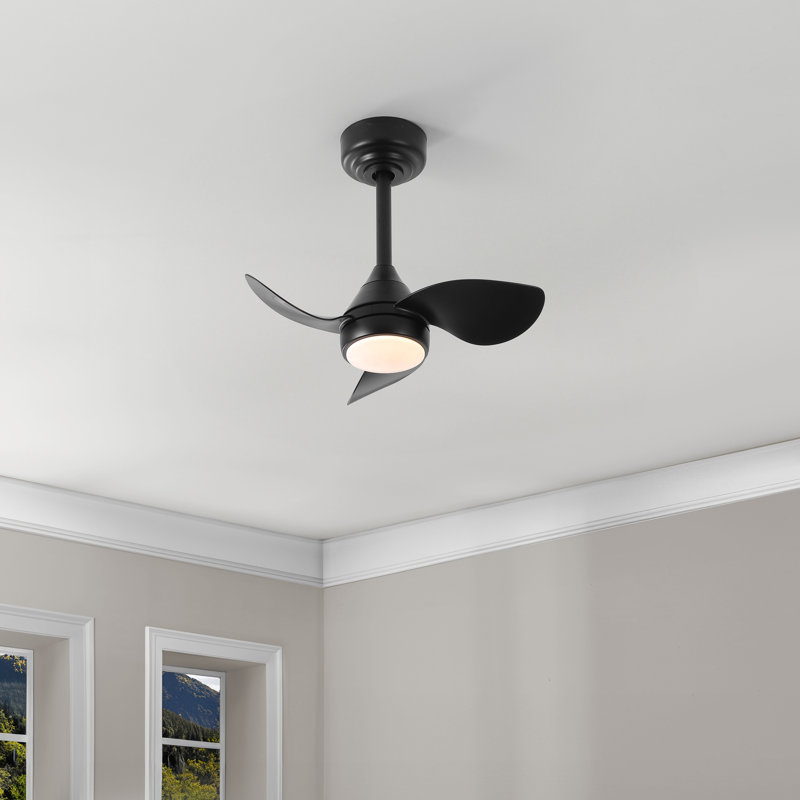 Ventilateur de plafond à DEL à intensité variable 22 po Albini, Noir mat, Déco noir de jais