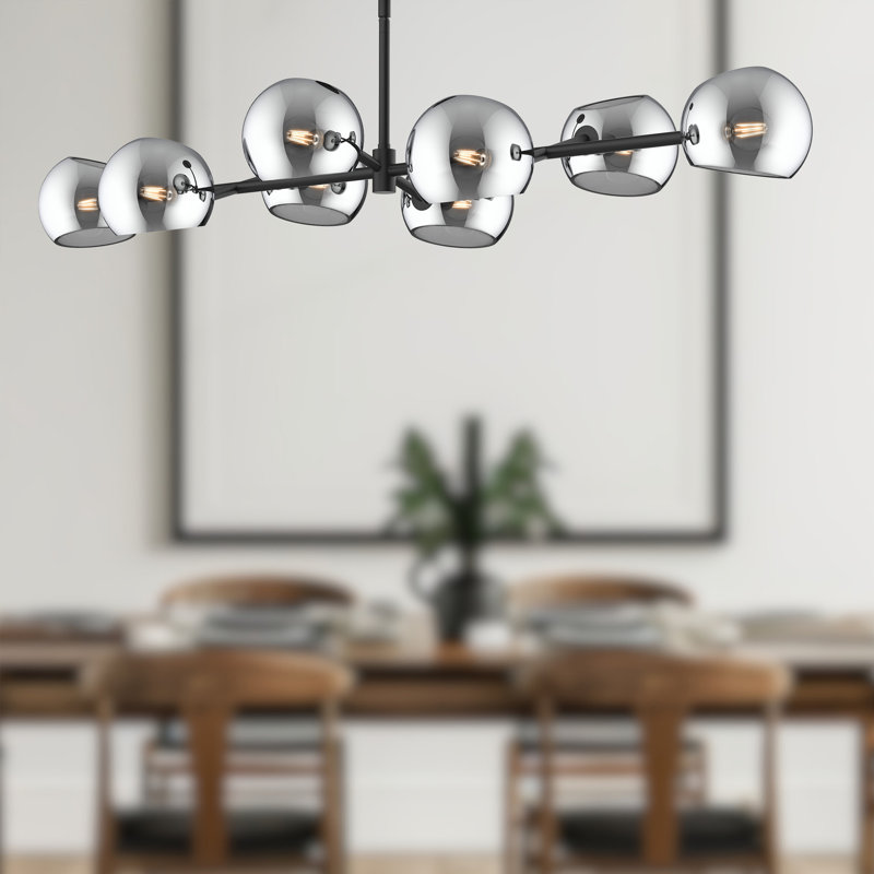 Willow 8 - Light Sputnik Chandelier, Matte Black, Smoke Solid