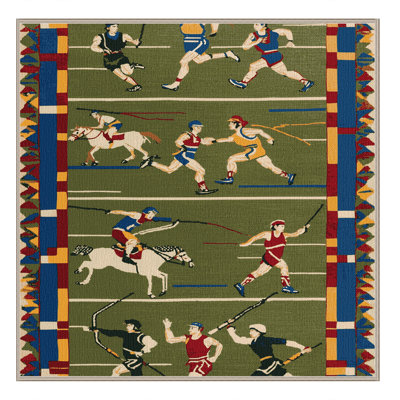 Washable Pentathlon Sports Area Rug