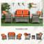 Wicker 4 - Person Garden Lounge Set-928387614-928387611