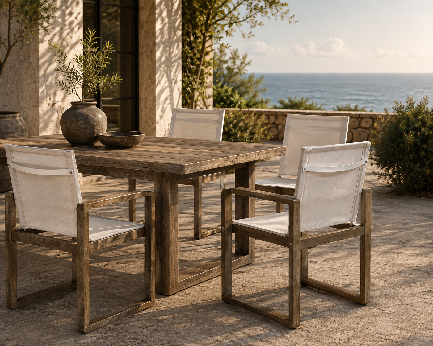 Harmond Acacia Patio Dining Armchair, Gray