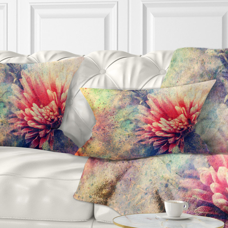 Coussin lombaire art et éclaboussures de fleur grunge