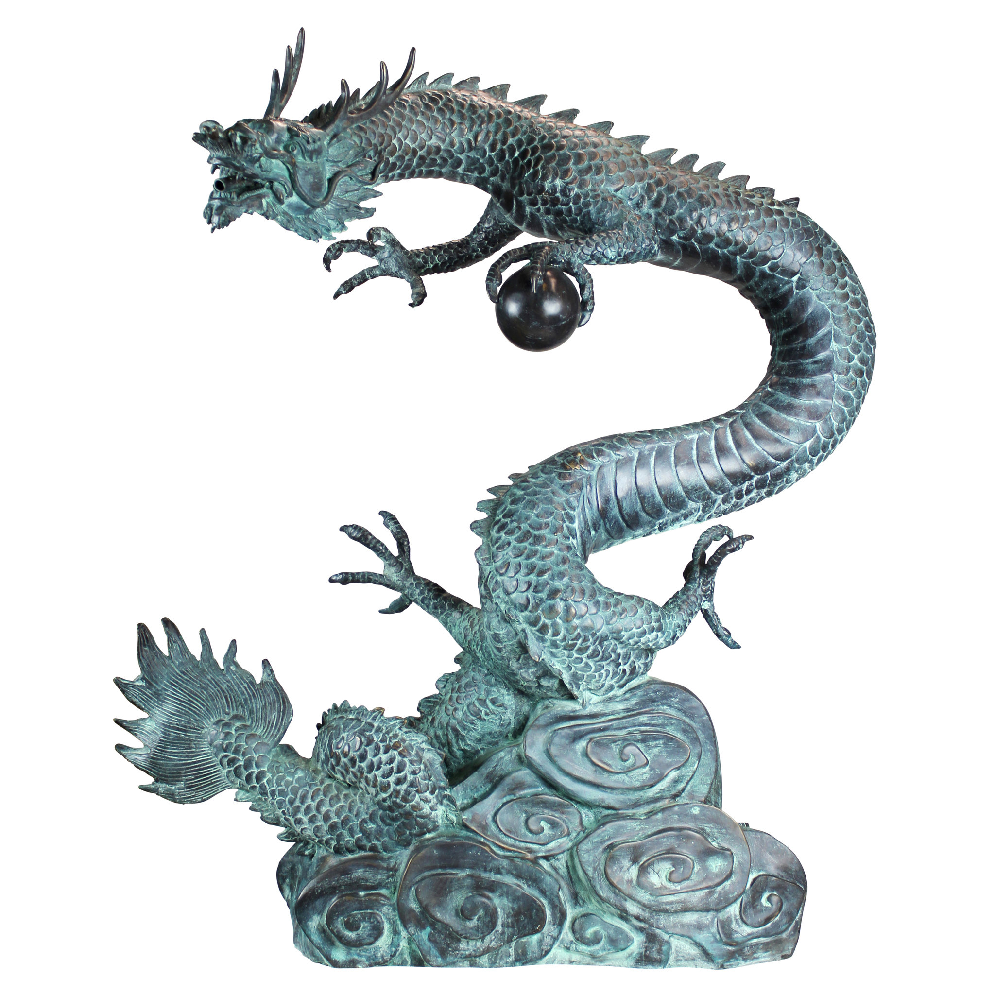 Design Toscano Asian Dragon with Oriental Power Orb Garden