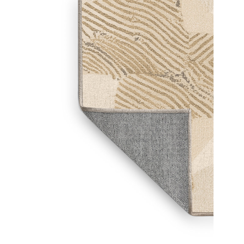 Tapis de couleur côtière beige lavable à la machine Buckland, 6 x 9