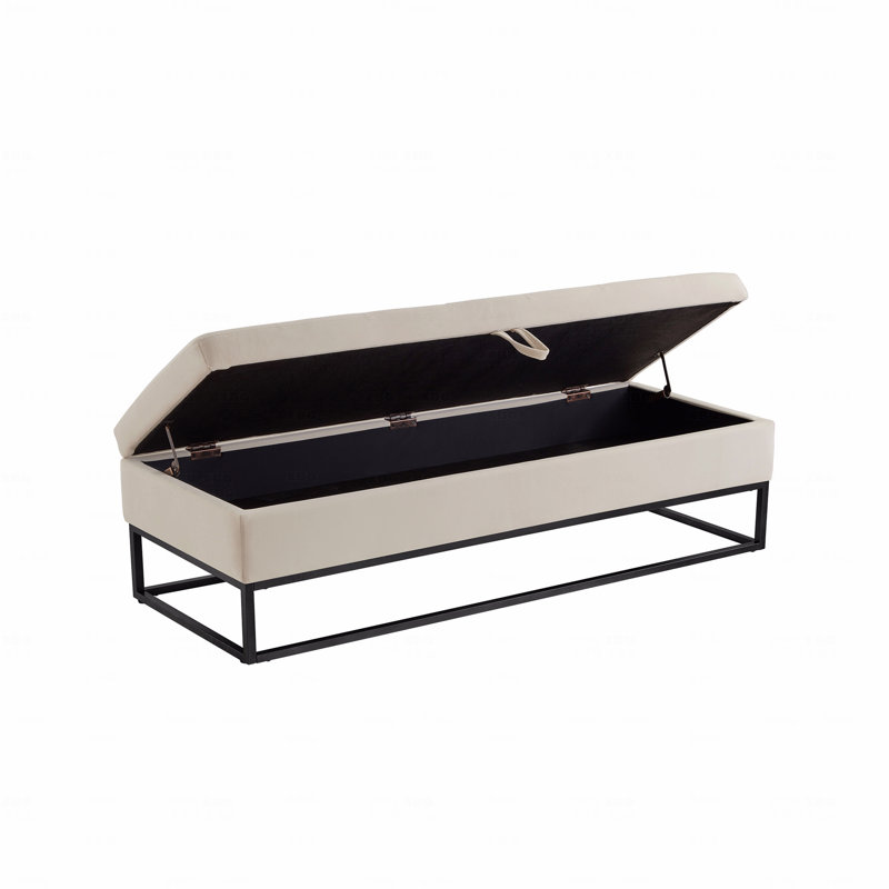 58.6"Upholstered Tufted Bed Bench with Storage, Beige
