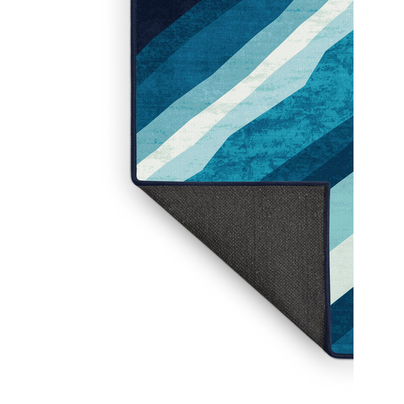 Tapis doux et moelleux à motif géométrique bleu et moderne Eberhard, 2 x 5