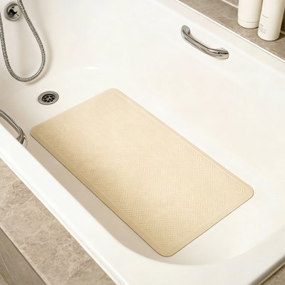 Natural Rubber Big Bath Mat, 15.74" x 27.56" — Upcycled Non‑Slip Bathtub & Shower Mat with 299 Suction Cups, Beige