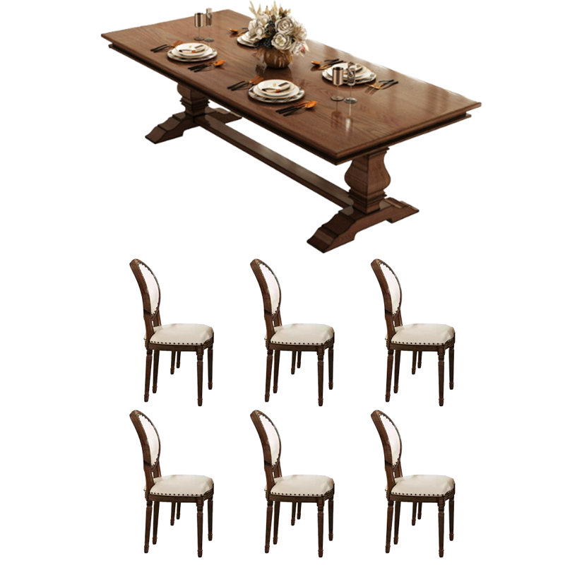 Retro - inspired Dining Table and Chairs, 29.50"H x 86.60"L x 35.40"W