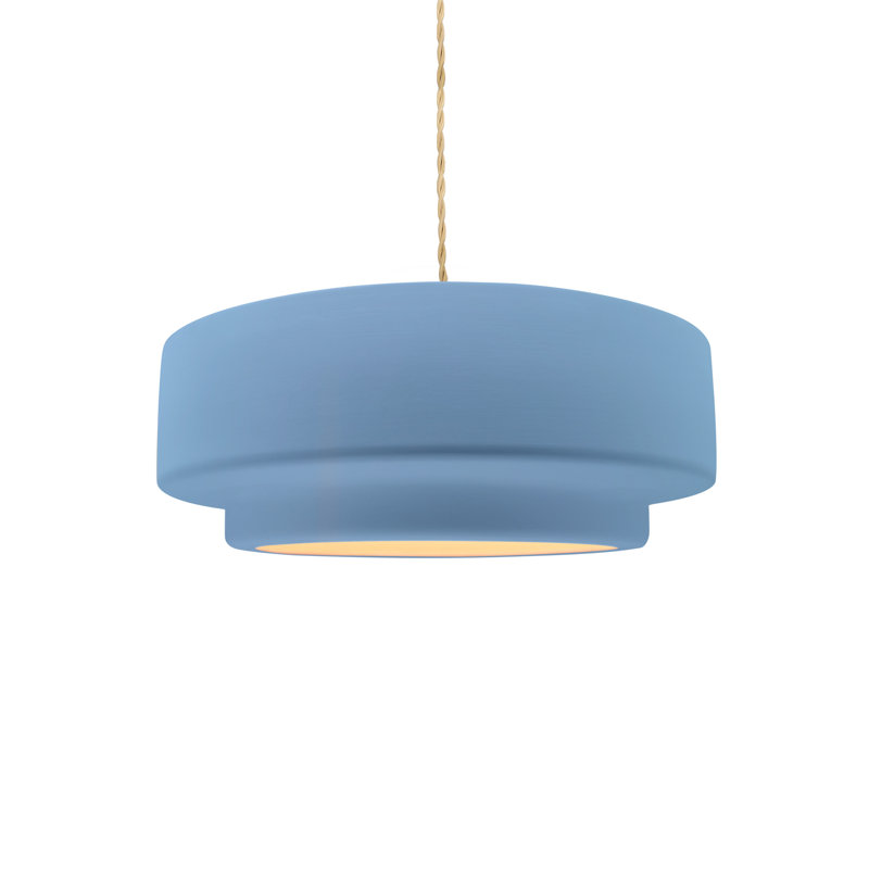 Luminaire suspendu à 1 lumière Meydan, Bleu ciel, Noir mat, H 5 po x l 12 po x P 12 po