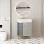 Meuble-lavabo à tablettes ouvertes de 21,6 po avec lavabo et porte en céramique, armoire de rangement à tablettes ouvertes sur le côté gauche-936039971