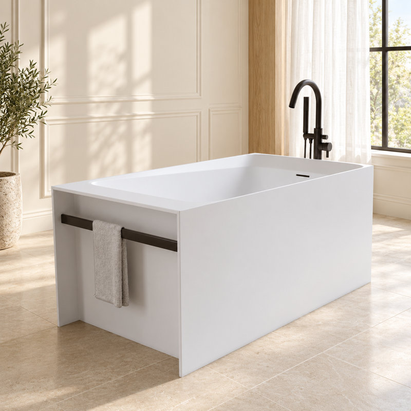 Baignoire de trempage autoportante ovale 51 po. X 27,6 po. Blanc mat