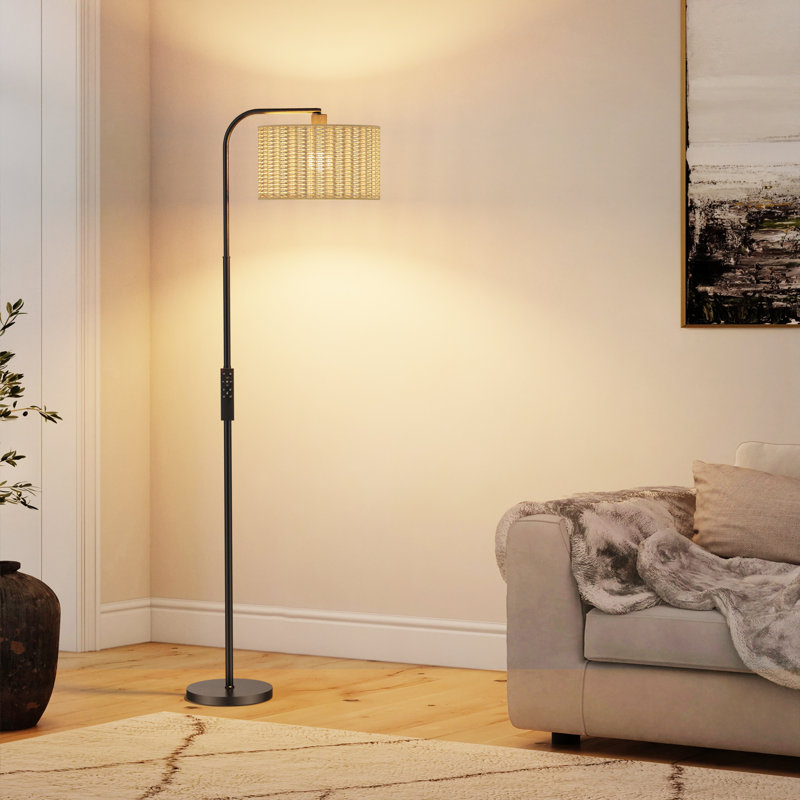 Lampe sur pied en rotin Belice avec télécommande et ampoule incluse