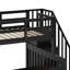 Lit simple superposé au dessus d'un lit double avec escalier et lit gigogne-645839564