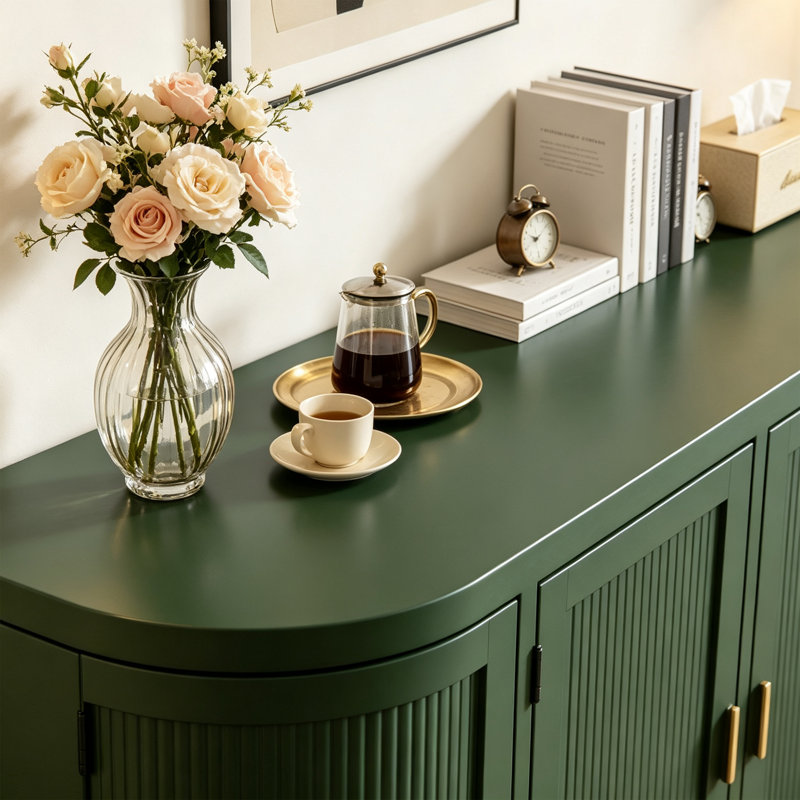 Buffet moderne de couleur unie multifonctionnel, Vert foncé