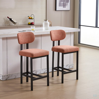 Ensemble de 2 tabourets de bar de 26 po avec tabourets de bar en tissu de hauteur comptoir et chaises de cuisine avec pieds en métal pour salle à manger / îlot de cuisine / bar