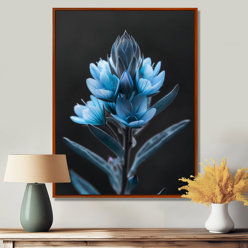 «Lupin Winters Peace» par Lupin - bleu, Toile avec cadre flottant brun, H 20 po x l 12 po x P 1 po