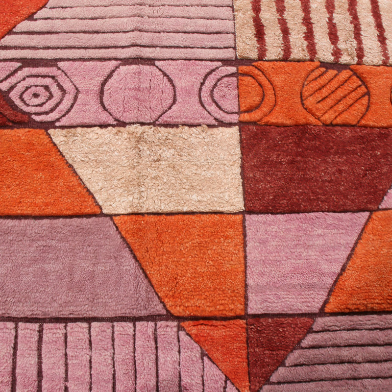 Hand Knotted Wool Geometric Area Rug, Rectangle 9' x 12'
