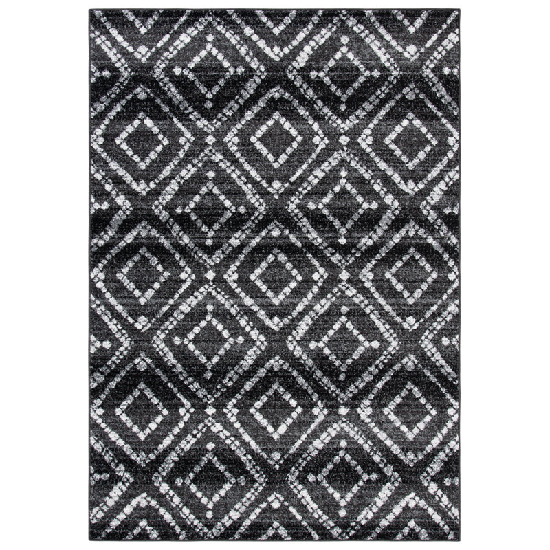 Tapis géométrique noir / ivoire Gillenwater, Rectangle 3 pi x 5 pi