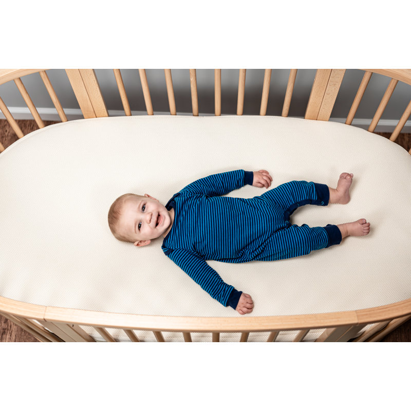 Organic Breathable Oval Crib Mattress (For Stokke Sleepi Bed V3), 27.5" H x 53.7" W x 3" D