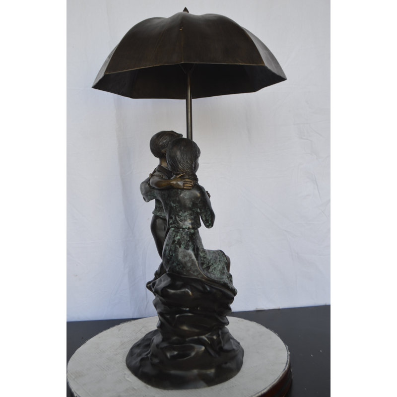 Copper/Metal Kids Playing Under Umbrella Floor Fountain