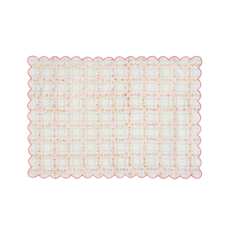 English Rose Table Placemat 14x20 Inch, Pink