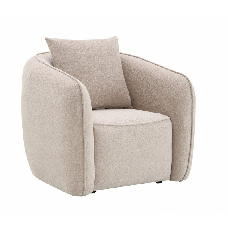 Fauteuil, fauteuil rembourré avec 1 oreiller, Beige
