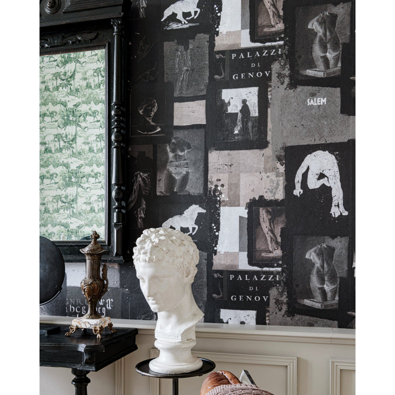 The Artists House Wallpaper Roll, Anthracite/Taupe/White/Gray