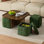 Table basse avec rangement pour 4 sièges, tables basses de style Mid-Century avec 4 repose-pieds en chenille, table centrale