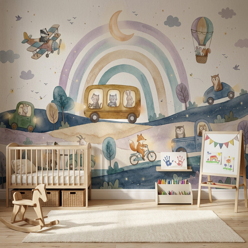 Papier peint montgolfière amovible Hot Adventure Sky Adventure, 140 po x 108 po, Texturé non collé