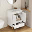 Ensemble de meuble-lavabo moderne 24 po avec lavabo, meuble-lavabo avec 2 portes et 1 tiroir, système anti-égratignures, conception sans poignée, pieds en bois massif naturel, lavabo en céramique, assemblage facile, blanc brillant