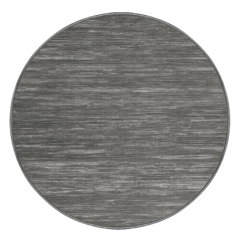 Machine Washable Solid Gray Area Rug, Round 5'
