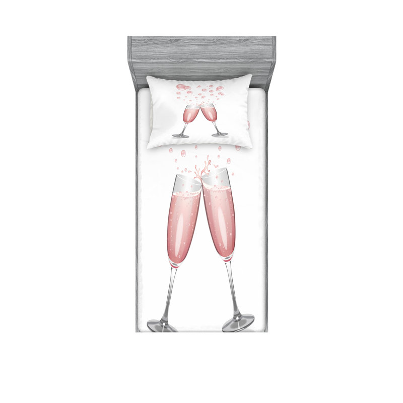 Ensemble de draps et taies décoratives champagne Ambesonne, rosé et gris pâle