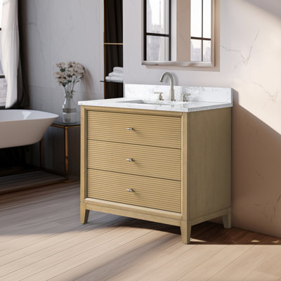 36" Single Bathroom Vanity with Engineered Marble Top