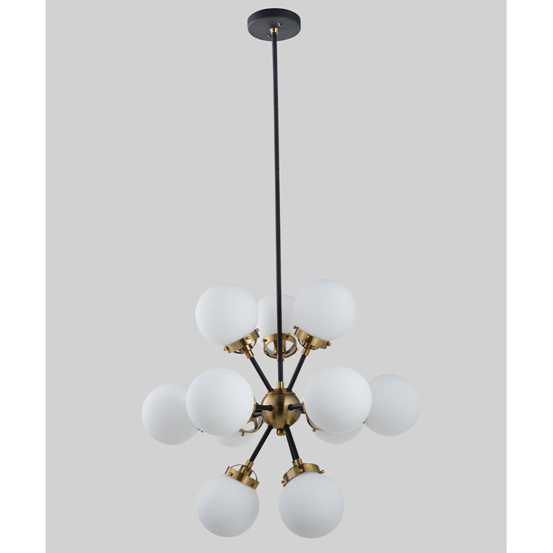 Lustre sphérique Spoutnik à 12 lumières Elsebet, Doré