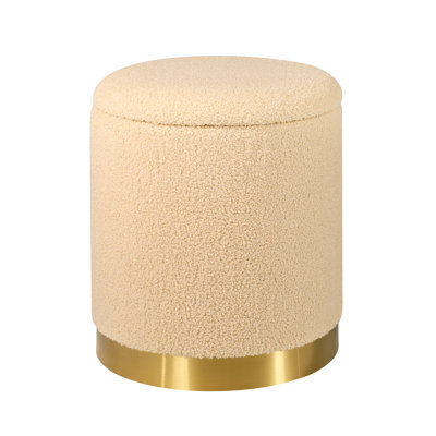 Teddy Fleece Round Ottoman With Storage