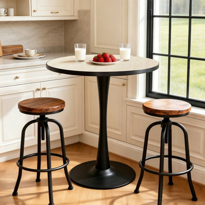 Round Marble Top Metal Base Dining Table