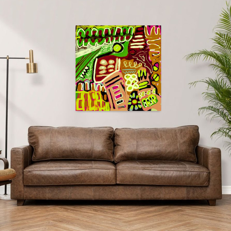Art contemporain, art moderne abstrait rêveur, H 36 po x l 36 po