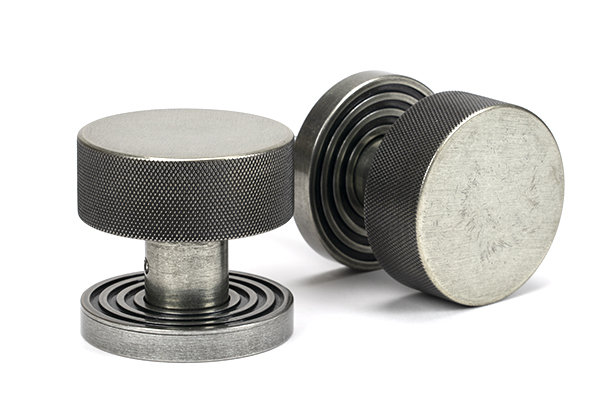 Brompton Interior Mortise Knobset, Pewter Patina