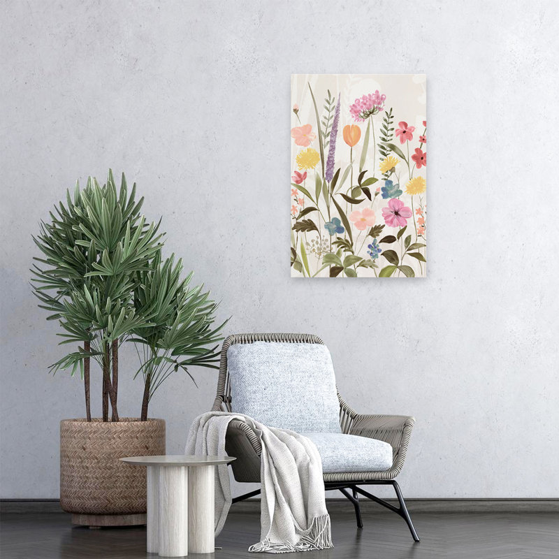 Meadow Blooms II - aquarelle florale et botanique, H 24 po x l 16 po